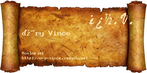 Őry Vince névjegykártya